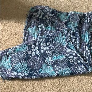 Blue Infinity Scarf with Floral Detailing